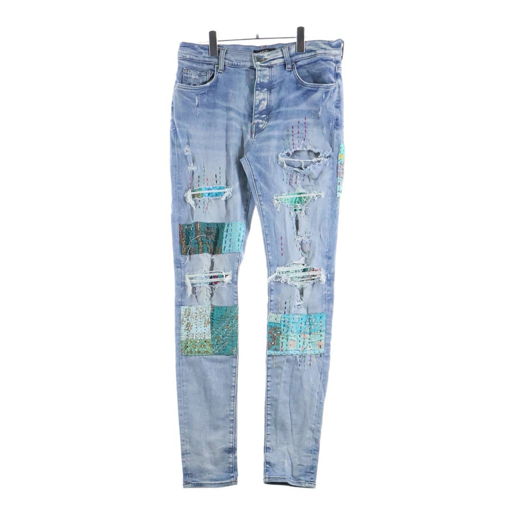 AMIRI(アミリ) QUILT ART PATCH パッチワーク スキニーデニムパンツ ジーンズ インディゴ