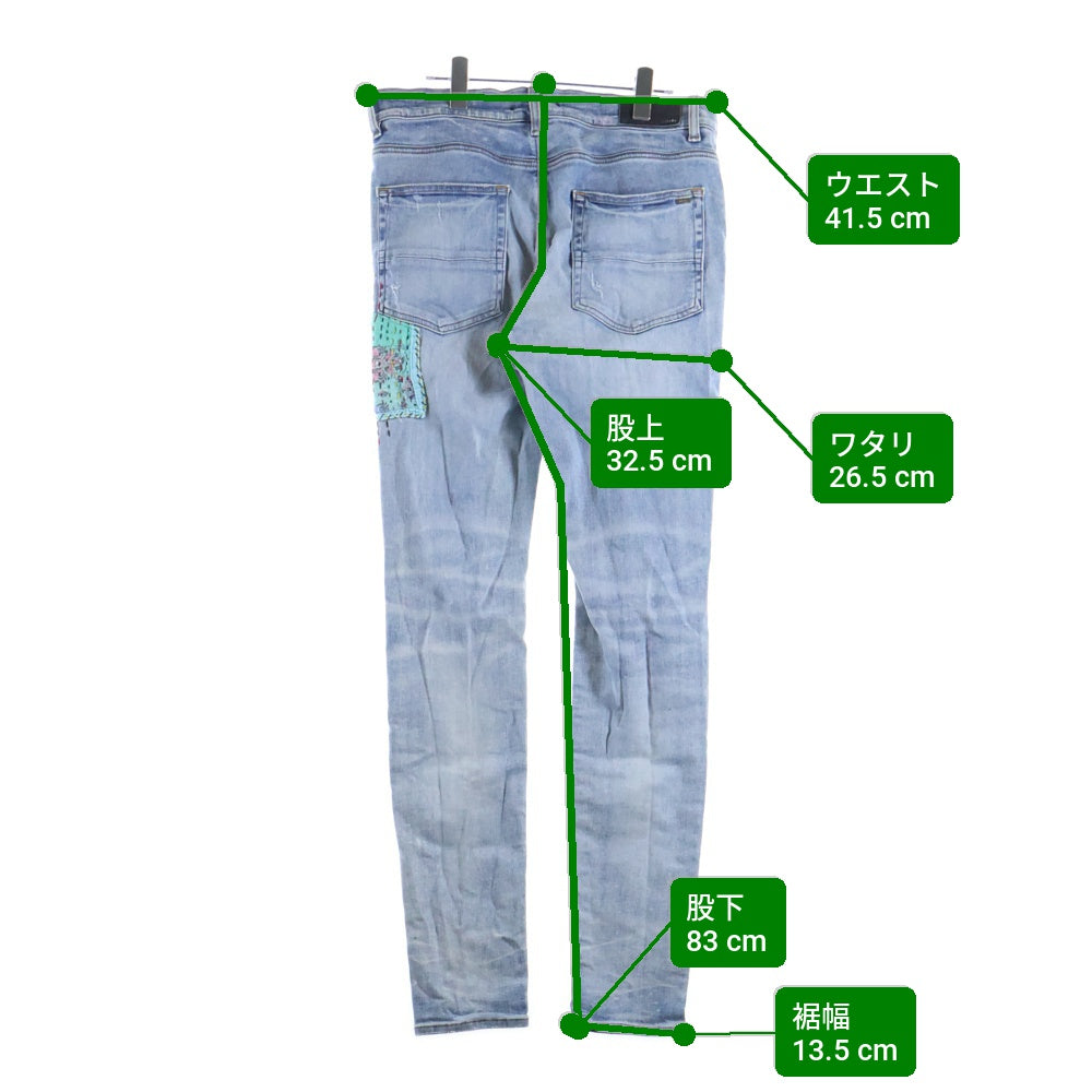 AMIRI(アミリ) QUILT ART PATCH パッチワーク スキニーデニムパンツ ジーンズ インディゴ