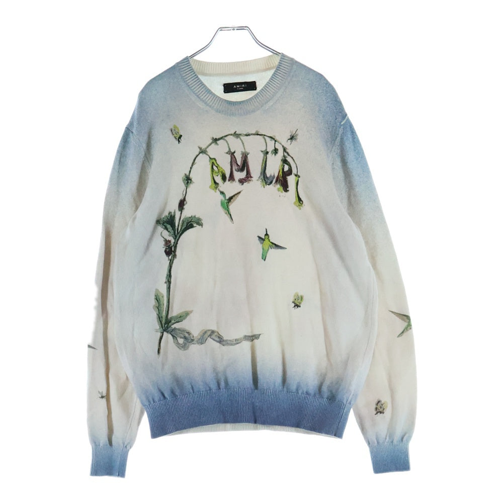 AMIRI(アミリ) Hummingbird motif embroidered jumper エンブロイダリー コットン セーター グレー