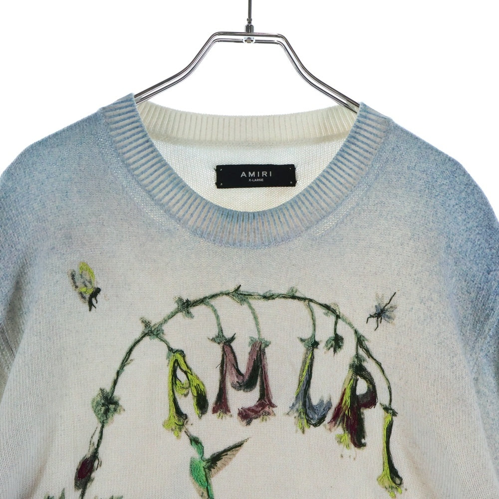 AMIRI(アミリ) Hummingbird motif embroidered jumper エンブロイダリー コットン セーター グレー