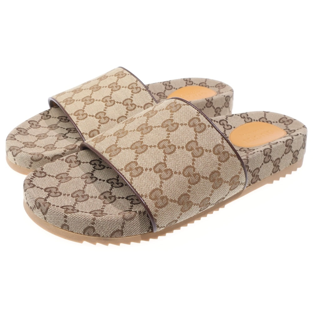 GUCCI(グッチ) GG柄キャンバス スライドサンダルシューズ ブラウン 624695