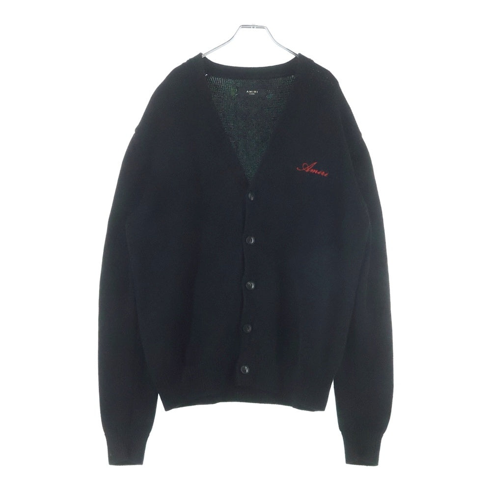 AMIRI(アミリ) フロントロゴ 袖ボーンズ刺繍 ニットカーディガン ブラック
