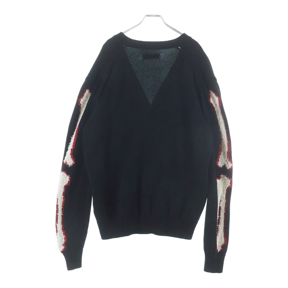 AMIRI(アミリ) フロントロゴ 袖ボーンズ刺繍 ニットカーディガン ブラック