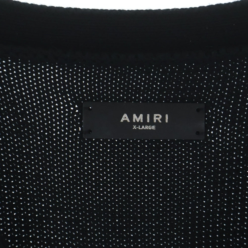 AMIRI(アミリ) フロントロゴ 袖ボーンズ刺繍 ニットカーディガン ブラック