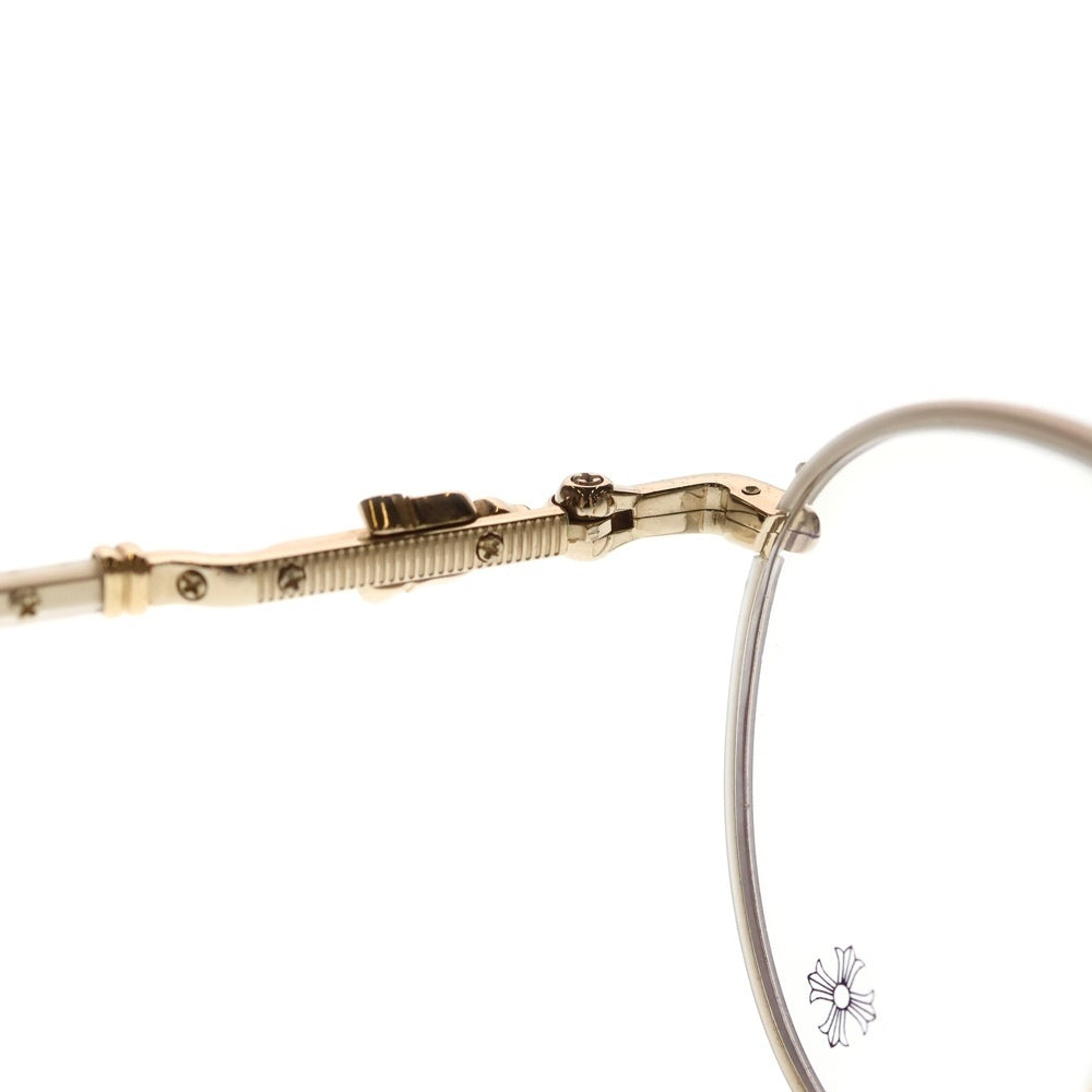 CHROME HEARTS(クロムハーツ) FIRKIN ダガーテンプル ゴールドフレーム ラウンド眼鏡 ゴールド