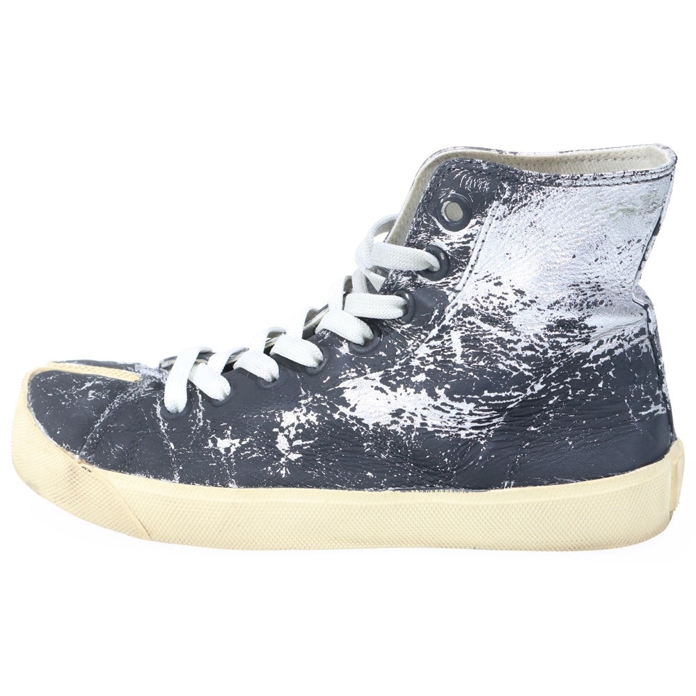 Martin Margiela 22(マルタンマルジェラ) Tabi タビ クラック加工 ハイカットスニーカー ブラック/シルバー レディース