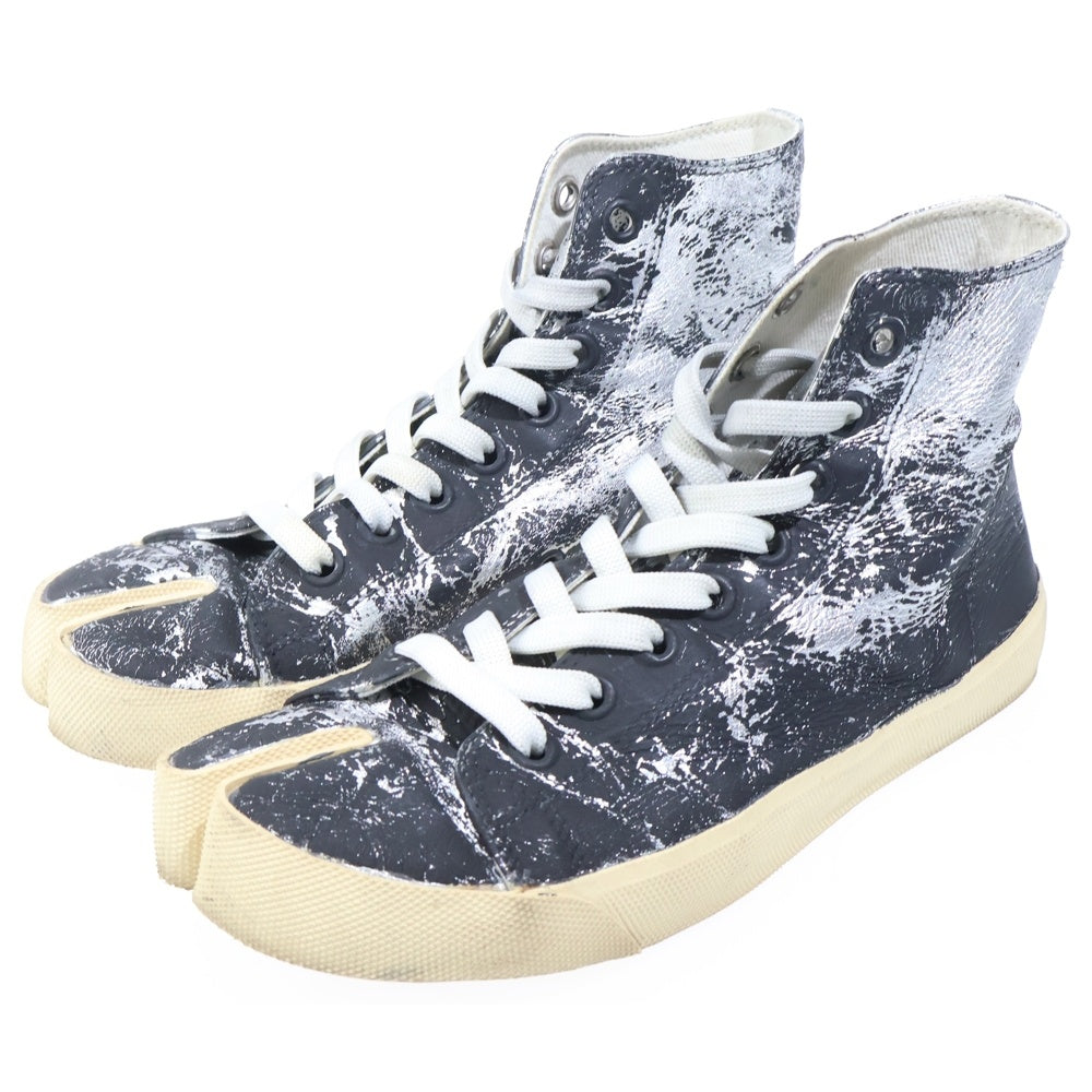 Martin Margiela 22(マルタンマルジェラ) Tabi タビ クラック加工 ハイカットスニーカー ブラック/シルバー レディース