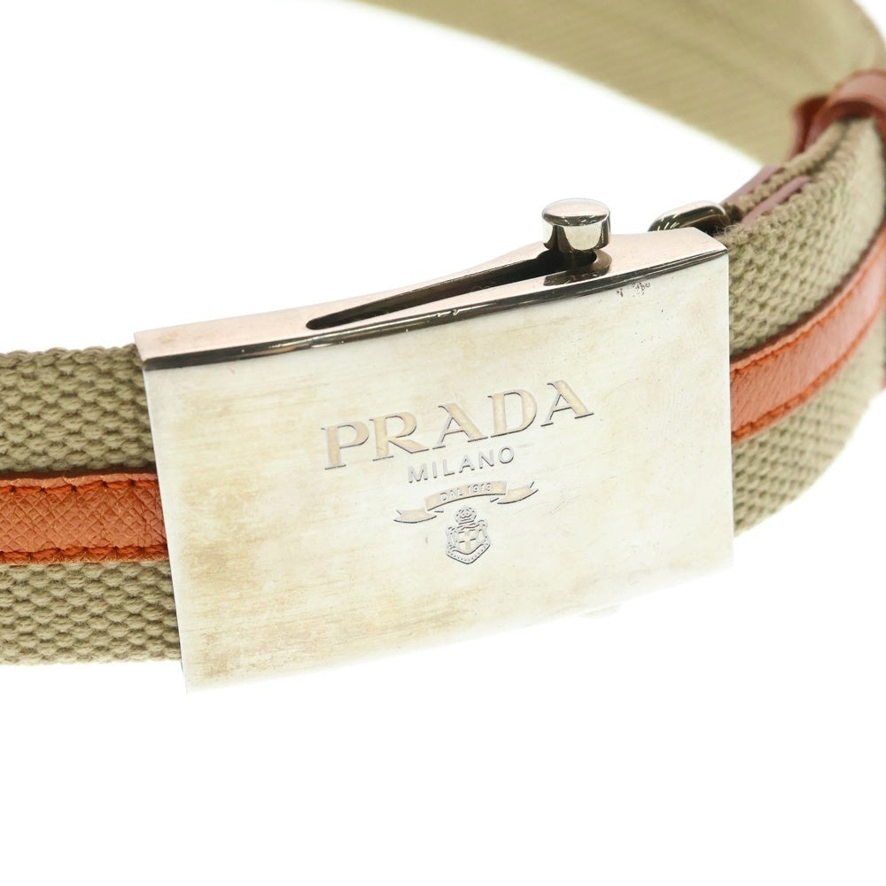 PRADA(プラダ) ロゴプレート ガチャベルト シルバー/ベージュ/オレンジ 2C4622 レディース