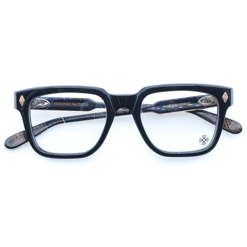 CHROME HEARTS(クロムハーツ) AMBIDIXTROUS BK-18KGP ウェリントンフレーム クリアレンズ メガネ 眼鏡 アイウェア ブラック/ゴールド