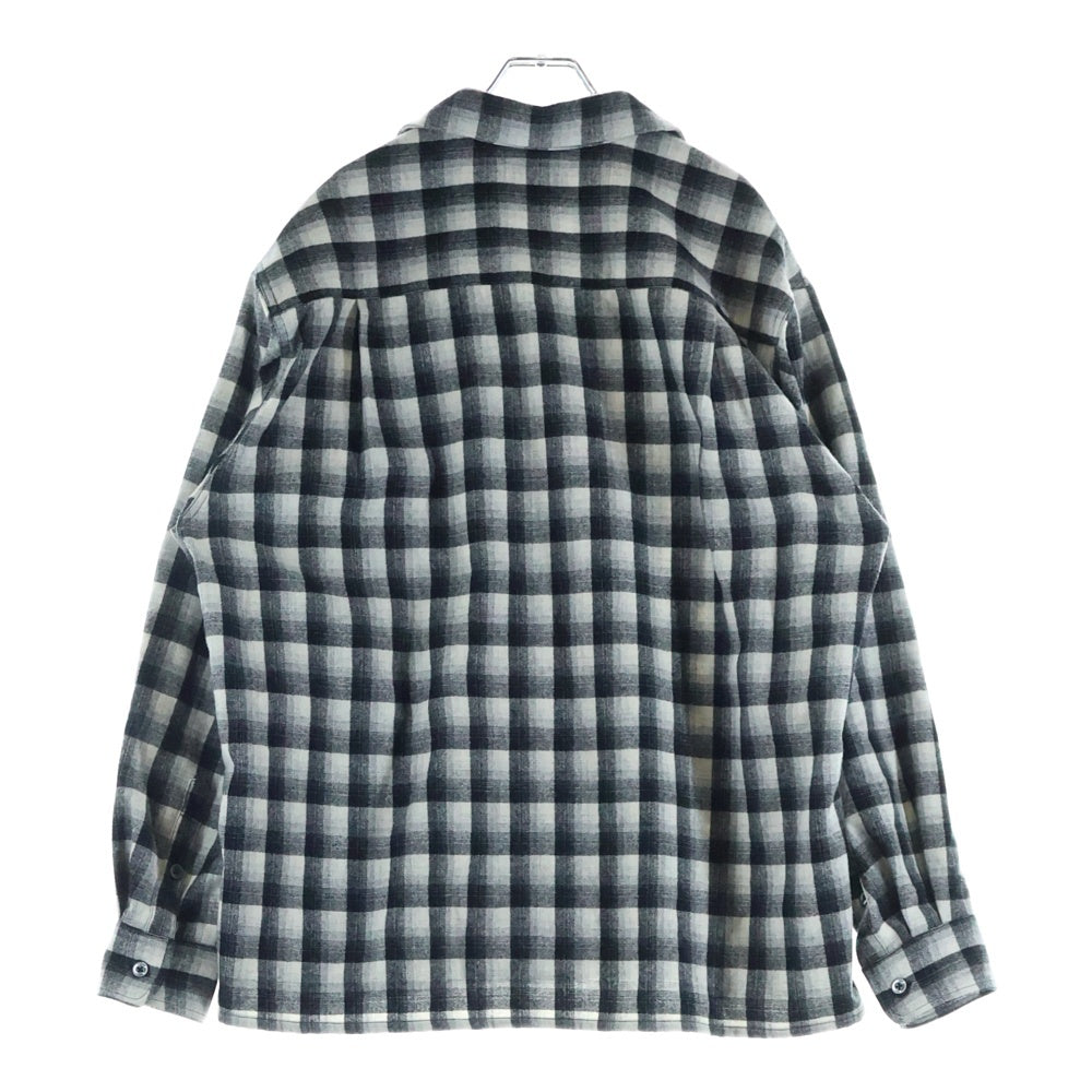PENDLETON(ペンドルトン) ×WACKO MARIA WOOL OMBRE CHECK OPEN COLLAR SHIRT ×ワコマリア ウールオンブレチェック オープンカラーシャツ 25FW-WMS-PE01 ブラック/ホワイト