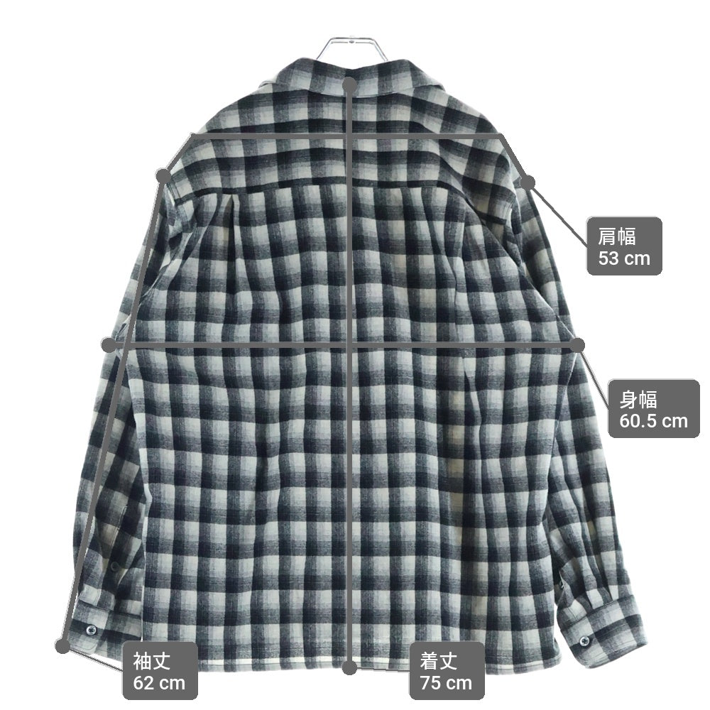 PENDLETON(ペンドルトン) ×WACKO MARIA WOOL OMBRE CHECK OPEN COLLAR SHIRT ×ワコマリア ウールオンブレチェック オープンカラーシャツ 25FW-WMS-PE01 ブラック/ホワイト