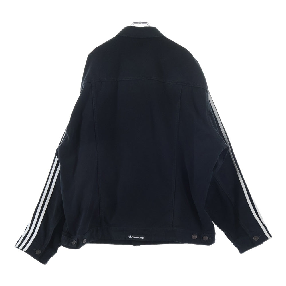 BALENCIAGA(バレンシアガ) 23SS ×adidas クラッシュ加工 サイドライン デニムジャケット ブラック 724775 TNW54