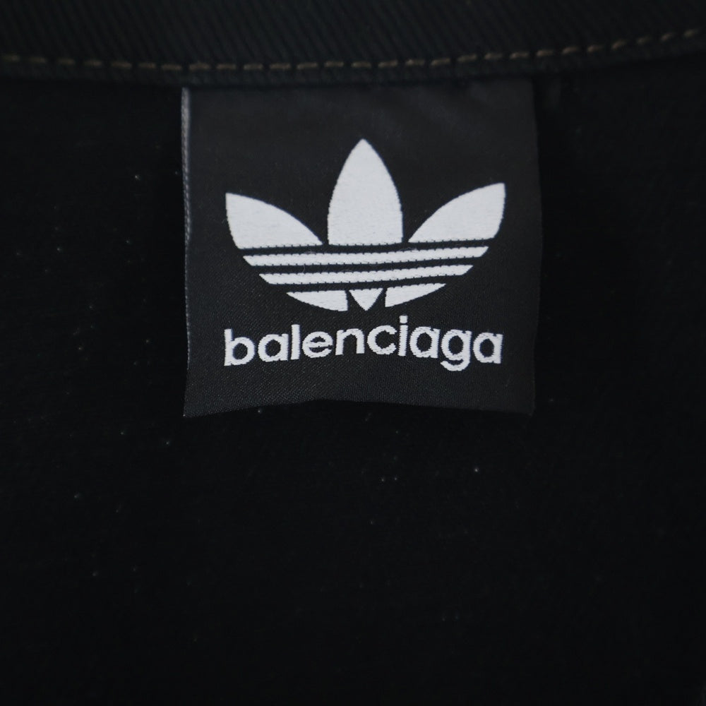 BALENCIAGA(バレンシアガ) 23SS ×adidas クラッシュ加工 サイドライン デニムジャケット ブラック 724775 TNW54