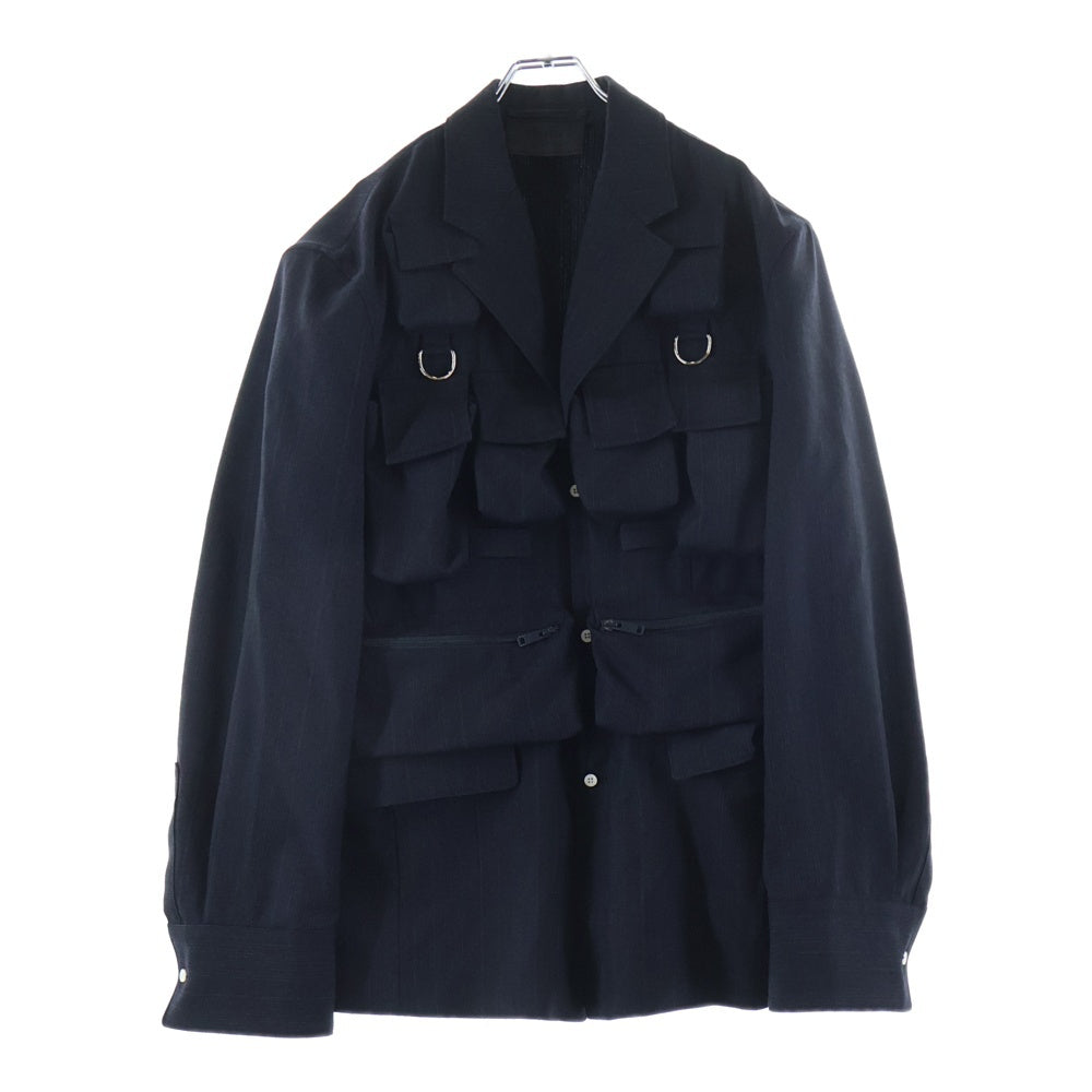 PRADA(プラダ) Utility Single-breasted jacket ユーティリティーシングルブレステッド ポケット付きテーラードジャケット ブラック UGI269