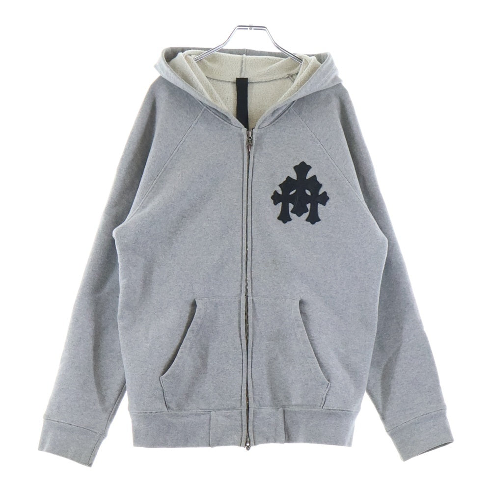 CHROME HEARTS(クロムハーツ) Y NOT ZIP GYN U PAPER JAM ラベル付きクロスパッチジップパーカー フーディー グレー