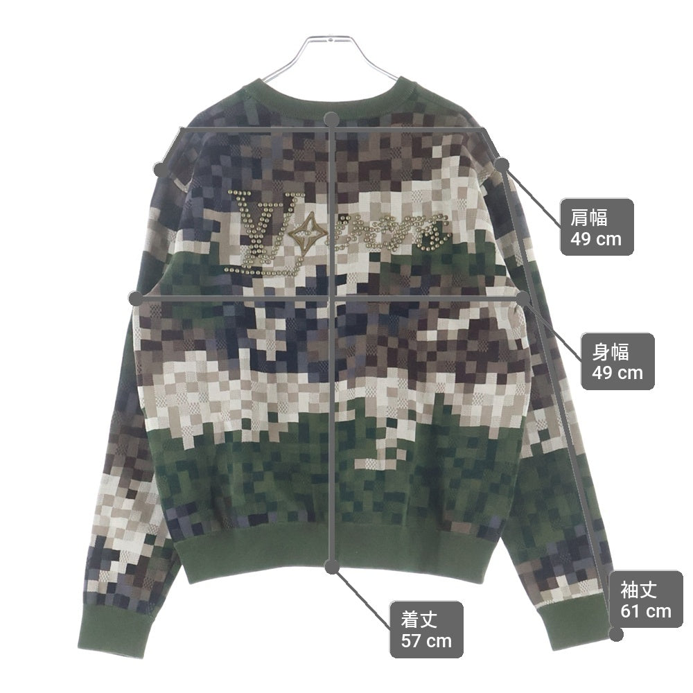 LOUIS VUITTON(ルイヴィトン) 24SS ダモフラージュ クルーネックニット セーター グリーン RM241 AUR HQN72W