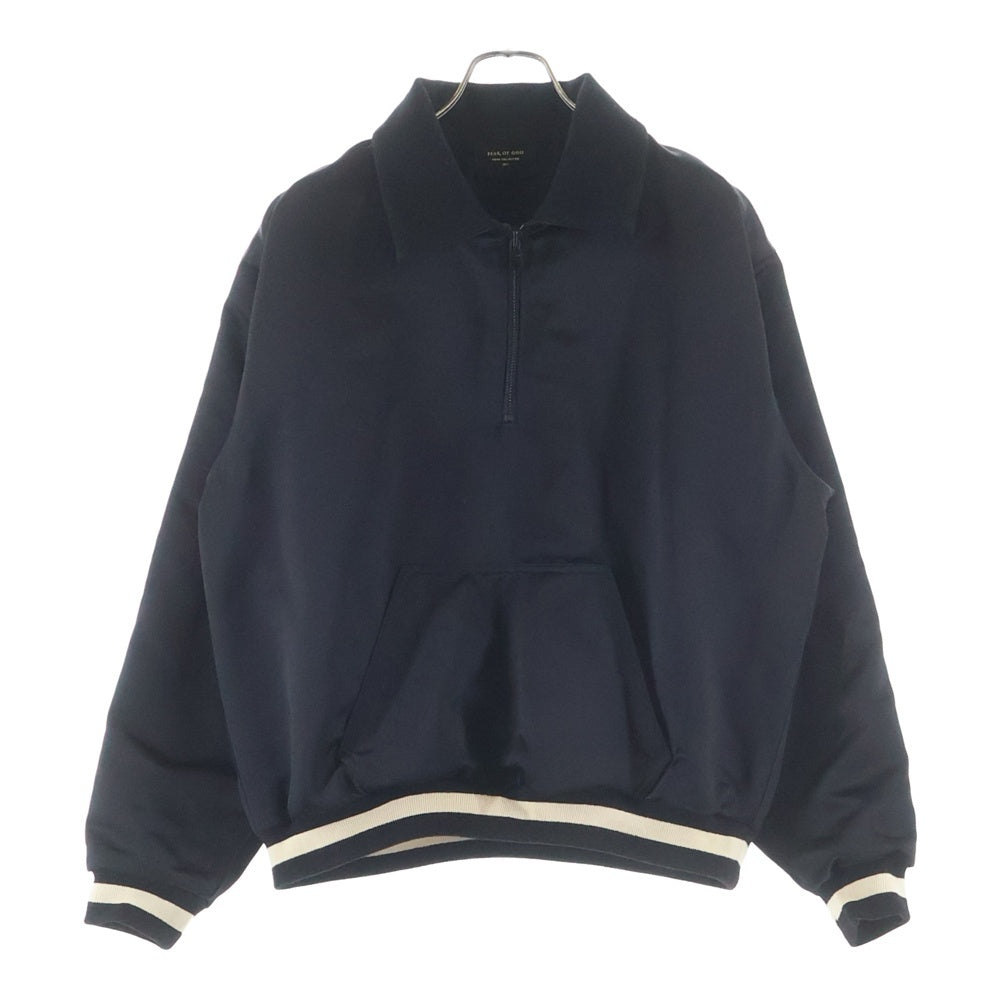 FEAR OF GOD(フィアオブゴッド) FIFTH COLLECTION バックロゴ ハーフジップ サテンジャケット ブラック 5C17N