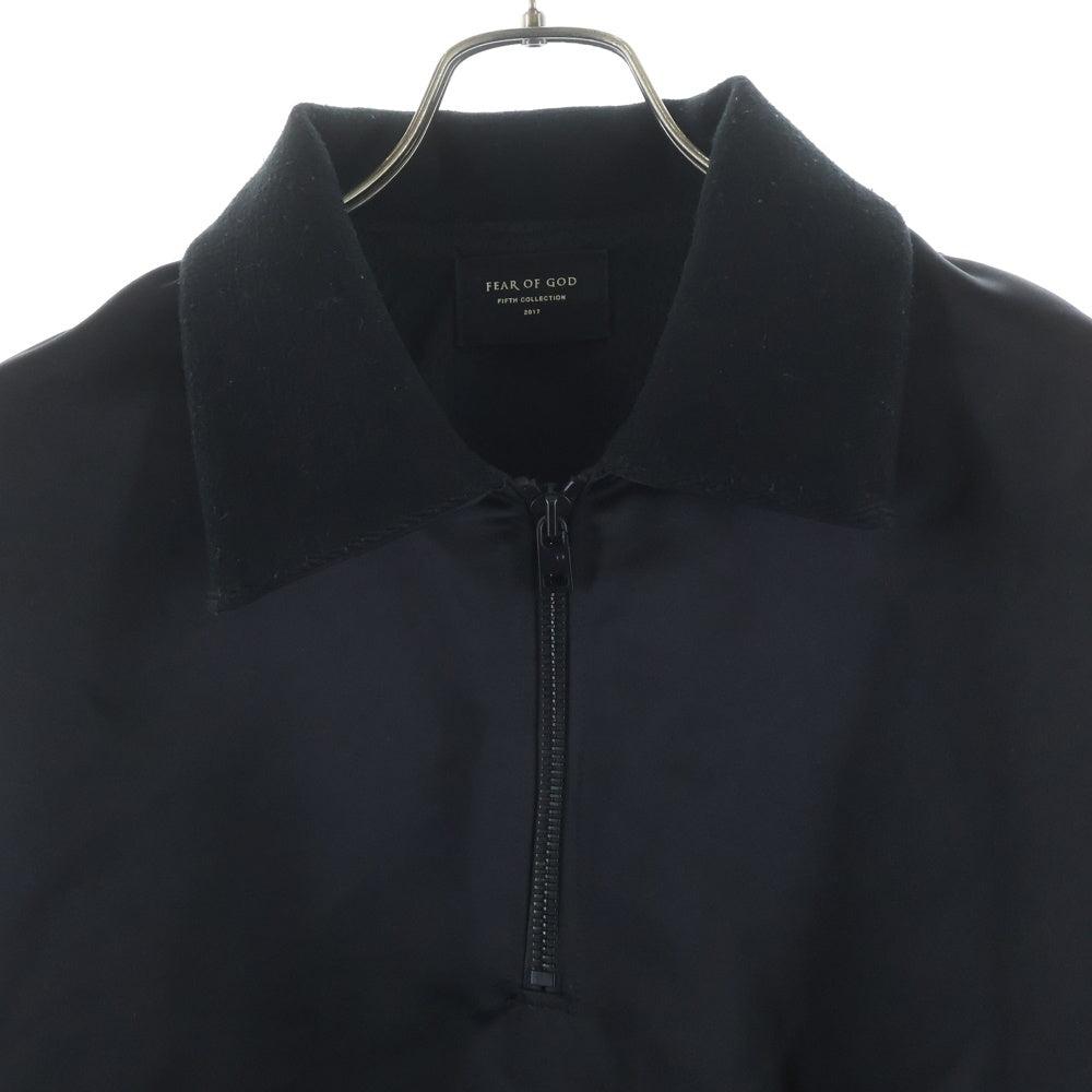 FEAR OF GOD(フィアオブゴッド) FIFTH COLLECTION バックロゴ ハーフジップ サテンジャケット ブラック 5C17N
