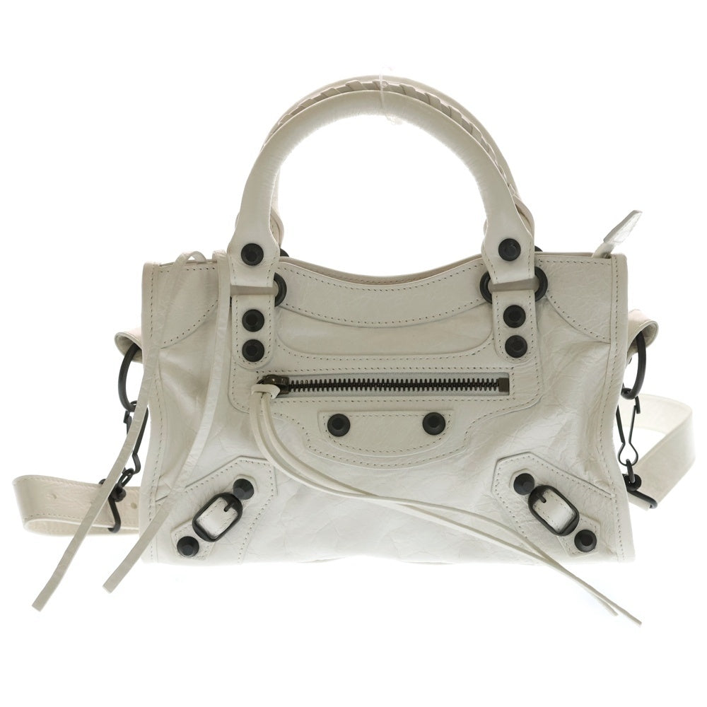 BALENCIAGA(バレンシアガ) Le City ル シティ ナノ レザー 2WAY ハンド ショルダーバッグ ブロンズ金具 ホワイト 806395 レディース