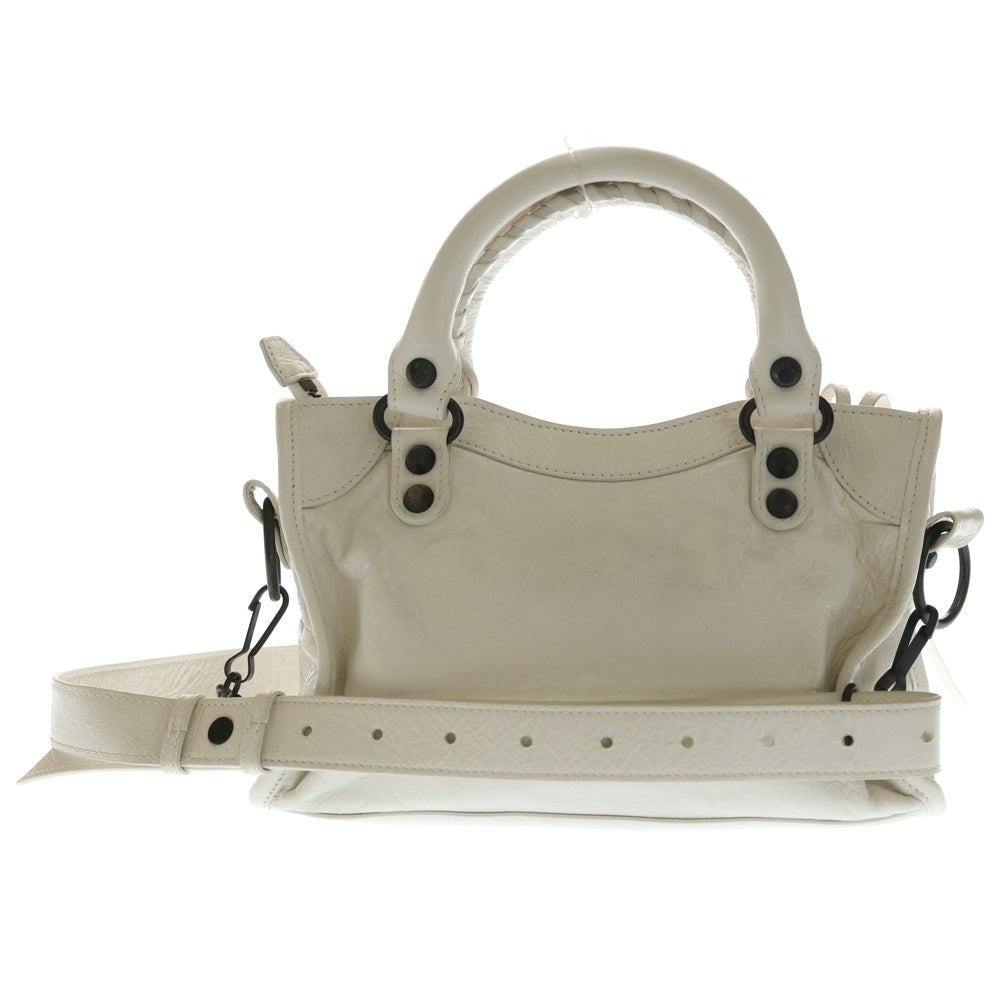 BALENCIAGA(バレンシアガ) Le City ル シティ ナノ レザー 2WAY ハンド ショルダーバッグ ブロンズ金具 ホワイト 806395 レディース