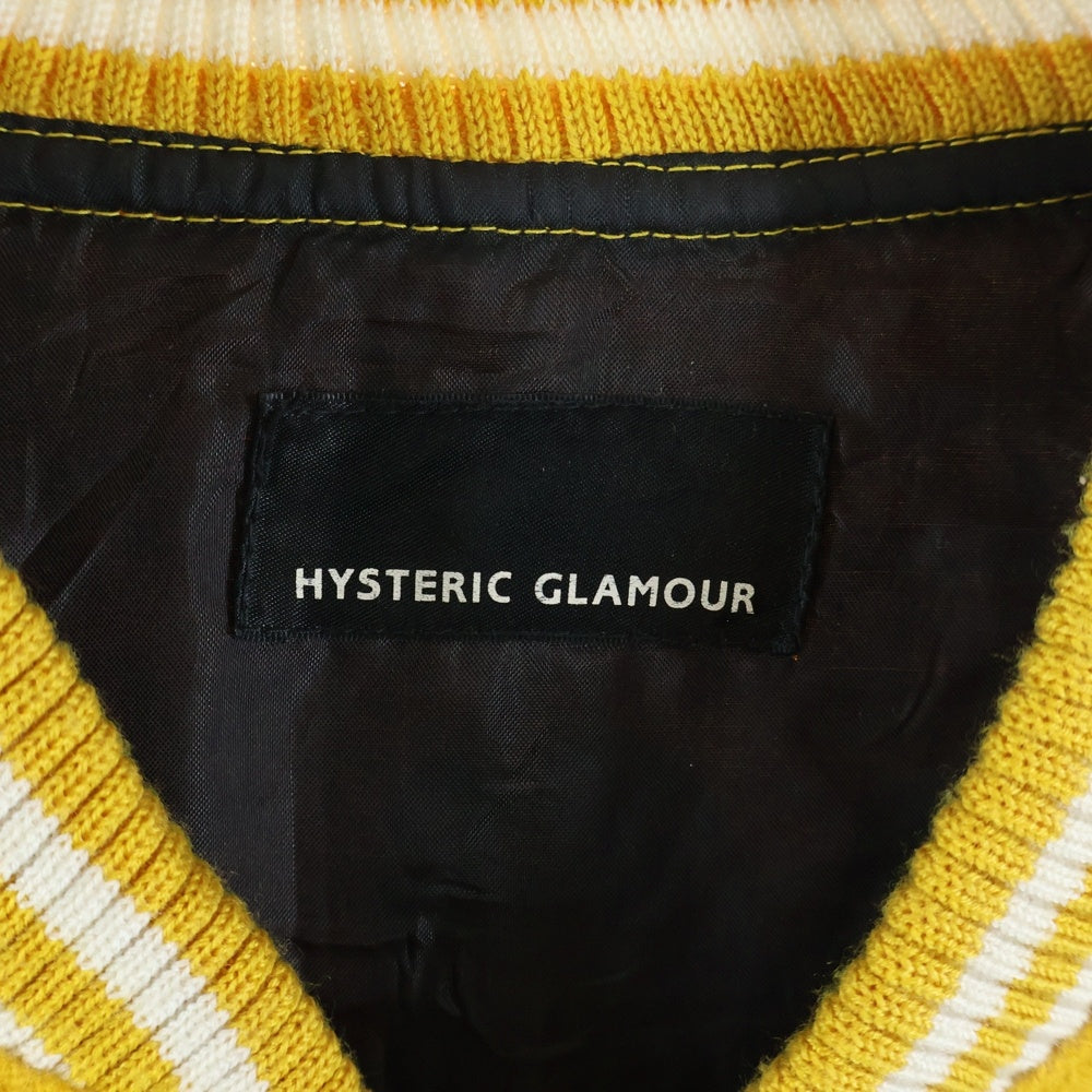 HYSTERIC GLAMOUR(ヒステリックグラマー) VINTAGE 缶バッジ バックサンフラワー刺繍 スタジャン イエロー 2AB-0275