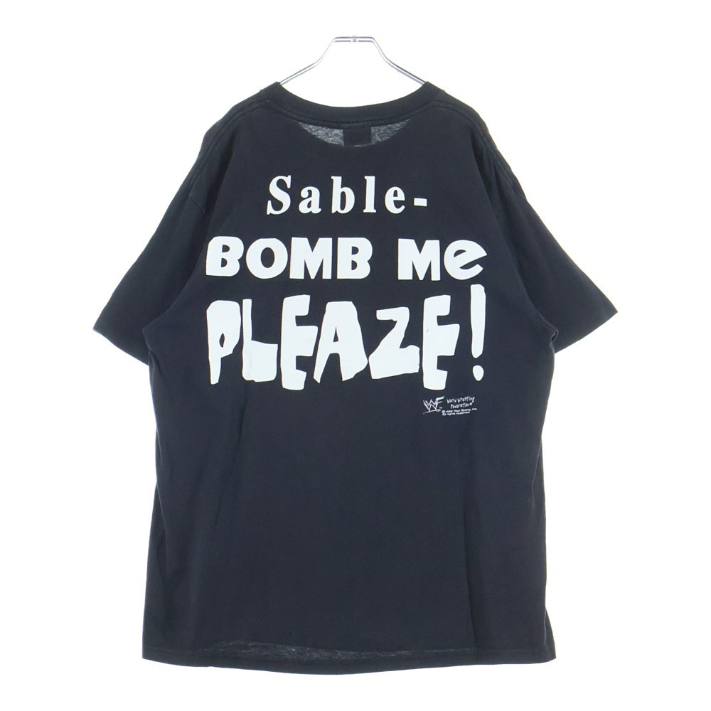 VINTAGE(ヴィンテージ) 90s Sable Bomb WWF 38 SPECIAL Sable - BOMB Me PLEAZE! 1998 プロレス セイブル38 プリント半袖Tシャツカットソー ブラック