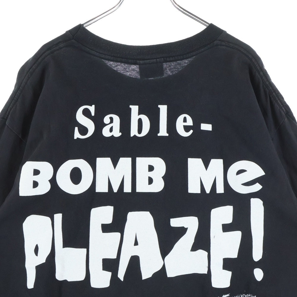 VINTAGE(ヴィンテージ) 90s Sable Bomb WWF 38 SPECIAL Sable - BOMB Me PLEAZE! 1998 プロレス セイブル38 プリント半袖Tシャツカットソー ブラック