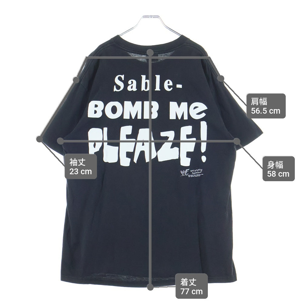 VINTAGE(ヴィンテージ) 90s Sable Bomb WWF 38 SPECIAL Sable - BOMB Me PLEAZE! 1998 プロレス セイブル38 プリント半袖Tシャツカットソー ブラック