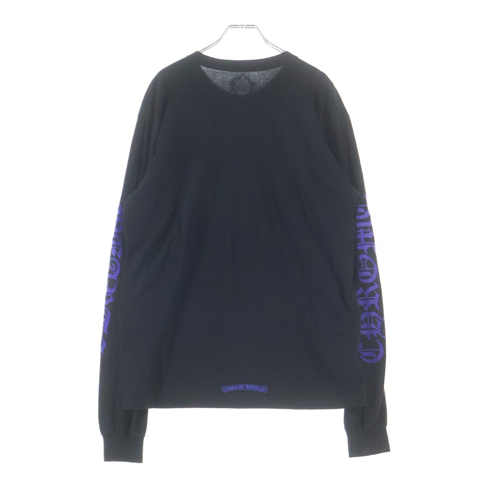 CHROME HEARTS(クロムハーツ) Neck Logo L/S Tee ネックロゴプリント ロングスリーブ 長袖Tシャツ カットソー ブラック/ブルー