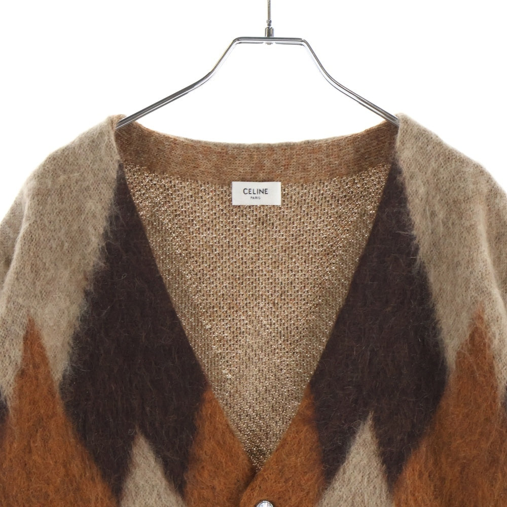 CELINE(セリーヌ) 19AW ARGYLE MOHAIR CARDIGAN アーガイル モヘア ダイヤ カーディガン ブラウン 2A584382D
