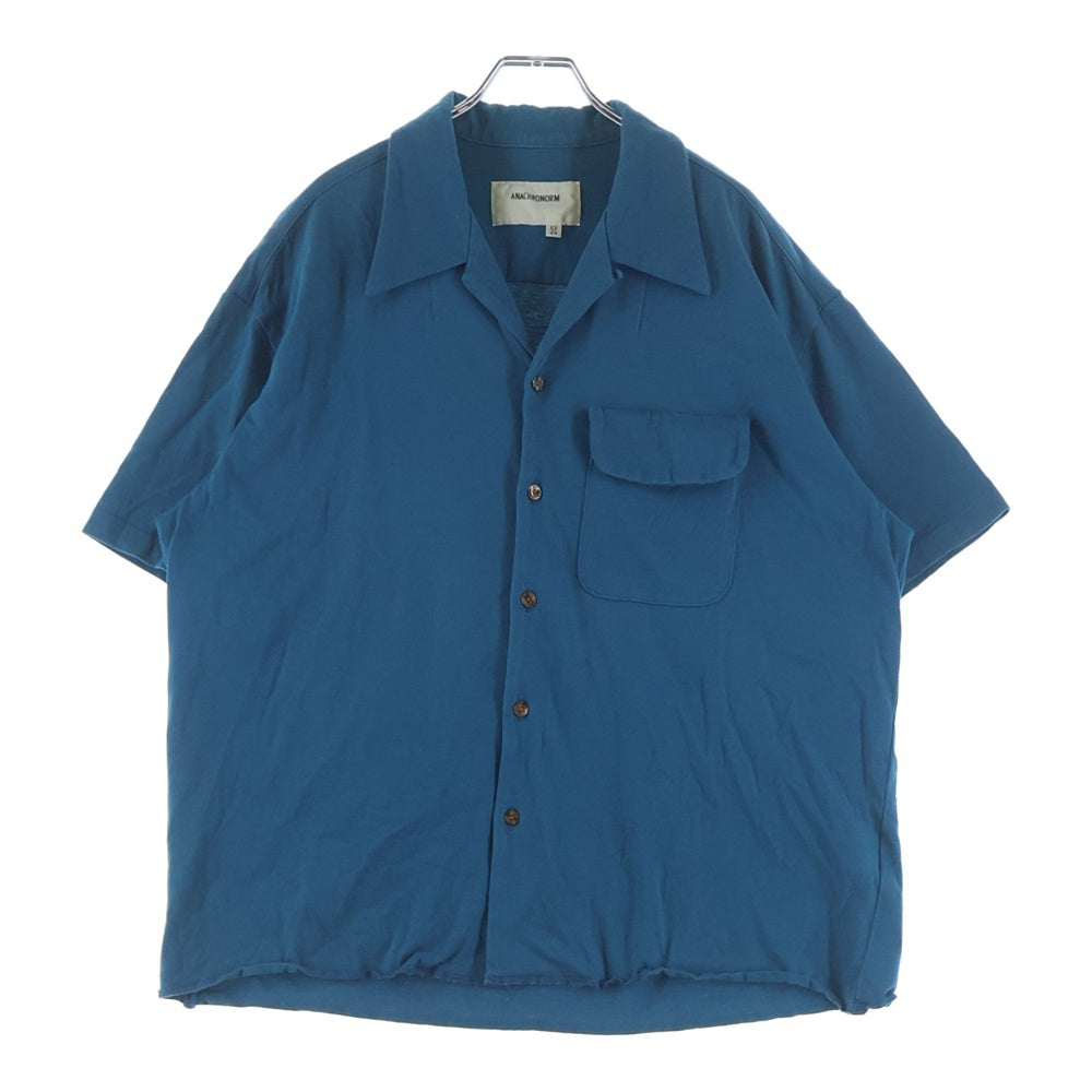 anachronorm(アナクローム) KNIT TUCK OPEN COLLAR SHIRT オープンカラーシャツ ブルー
