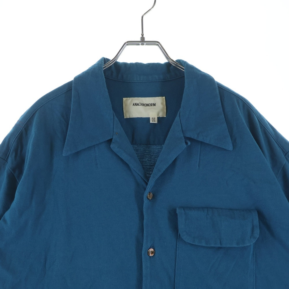 anachronorm(アナクローム) KNIT TUCK OPEN COLLAR SHIRT オープンカラーシャツ ブルー