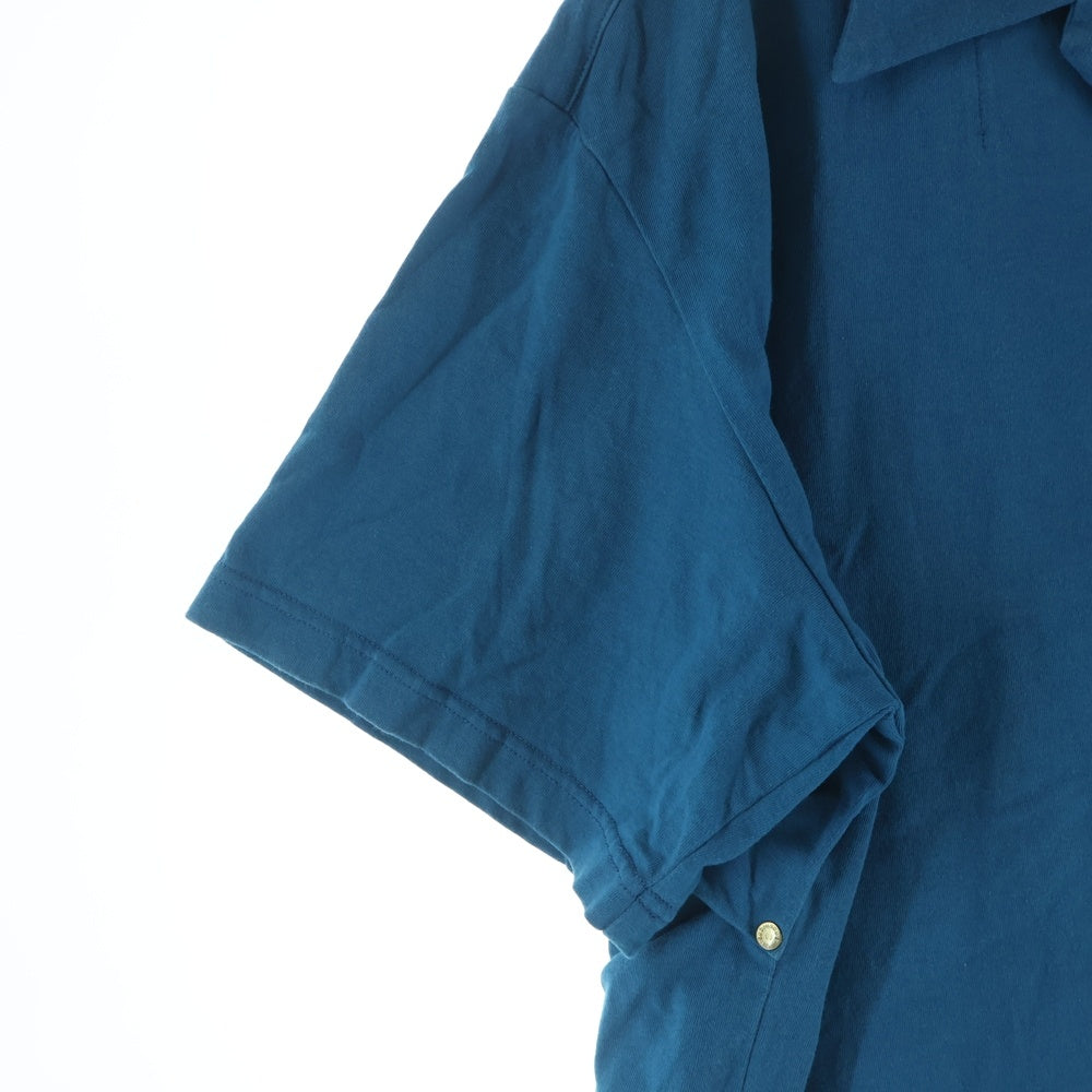 anachronorm(アナクローム) KNIT TUCK OPEN COLLAR SHIRT オープンカラーシャツ ブルー