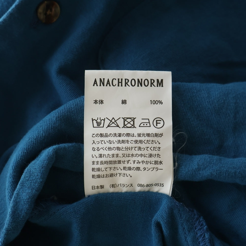 anachronorm(アナクローム) KNIT TUCK OPEN COLLAR SHIRT オープンカラーシャツ ブルー