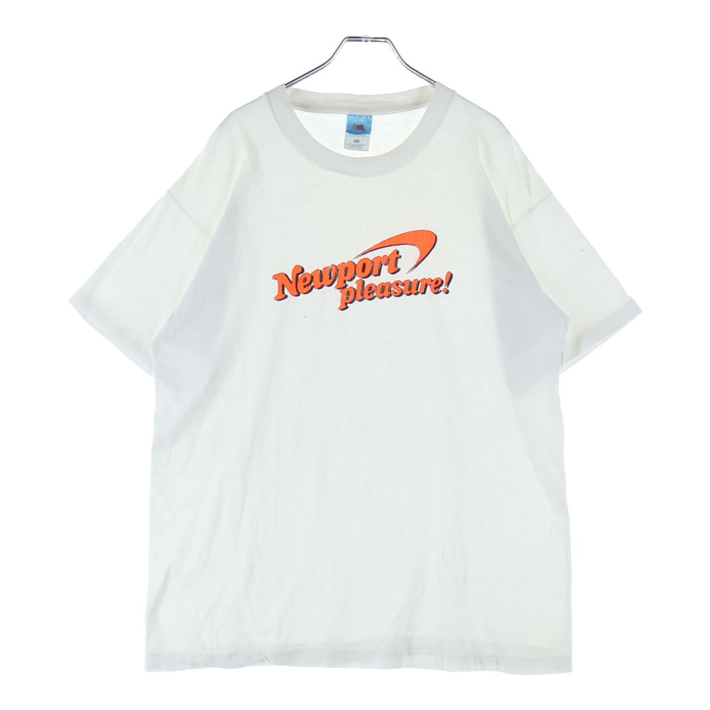 VINTAGE(ヴィンテージ) 90s NEWPORT PLEASURE オレンジ USA製 裾袖シングル クルーネックTシャツ ホワイト