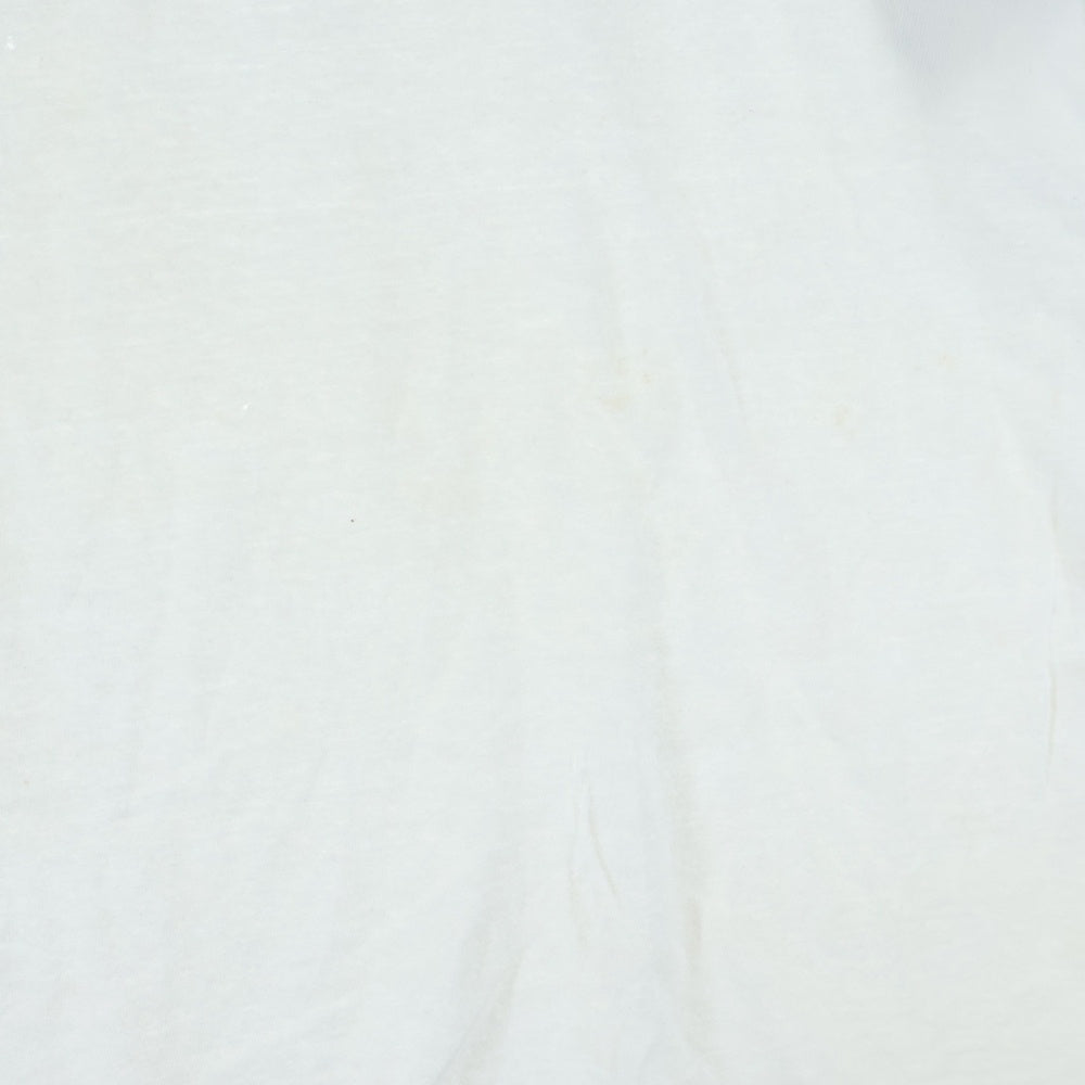 VINTAGE(ヴィンテージ) 90s NEWPORT PLEASURE オレンジ USA製 裾袖シングル クルーネックTシャツ ホワイト