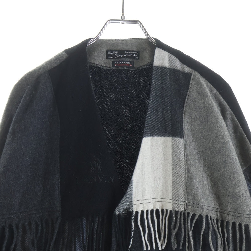 NO BRAND(ノーブランド) NASNGWAM. EDGE CARDIGAN ナスングワム カシミヤマフラー リメイクカーディガン ブラック