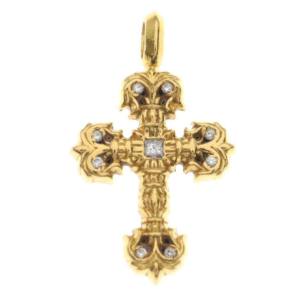 CHROME HEARTS(クロムハーツ) 22K FILIGREE TINY P/DIA タイニーフィリグリークロス PAVEダイヤ ペンダントトップ ゴールド BCA045