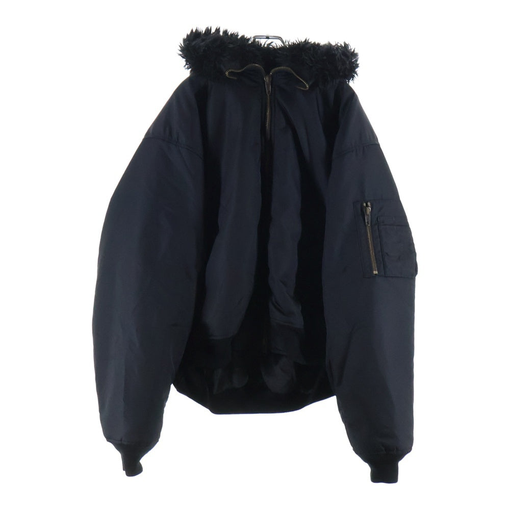 BALENCIAGA(バレンシアガ) 24AW HOODED BOMBER ボンバージャケット フードファー付き ブラック 808813 TRO53