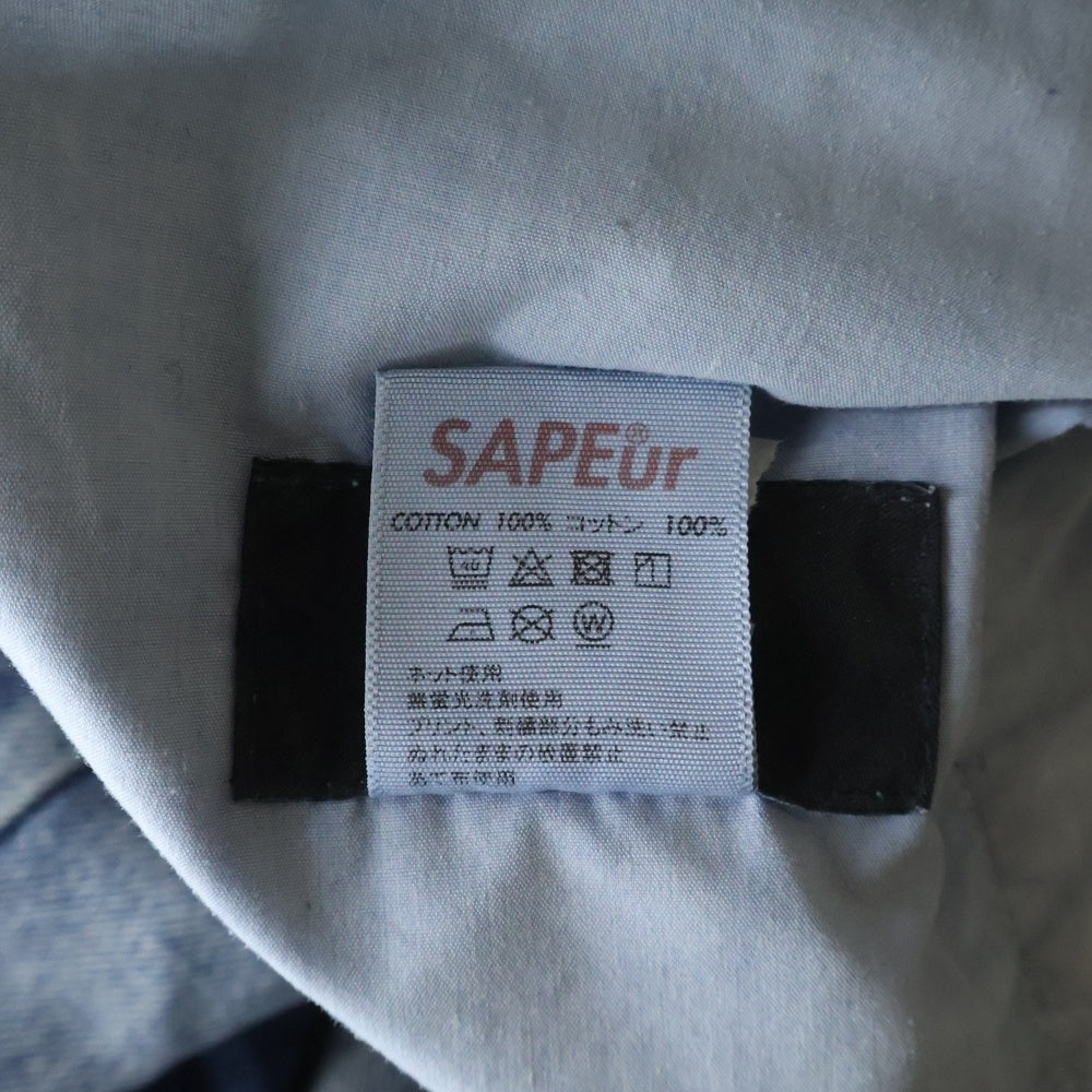 SAPEur(サプール) ロゴ刺繍 切替デザイン デニムイージーパンツ インディゴ