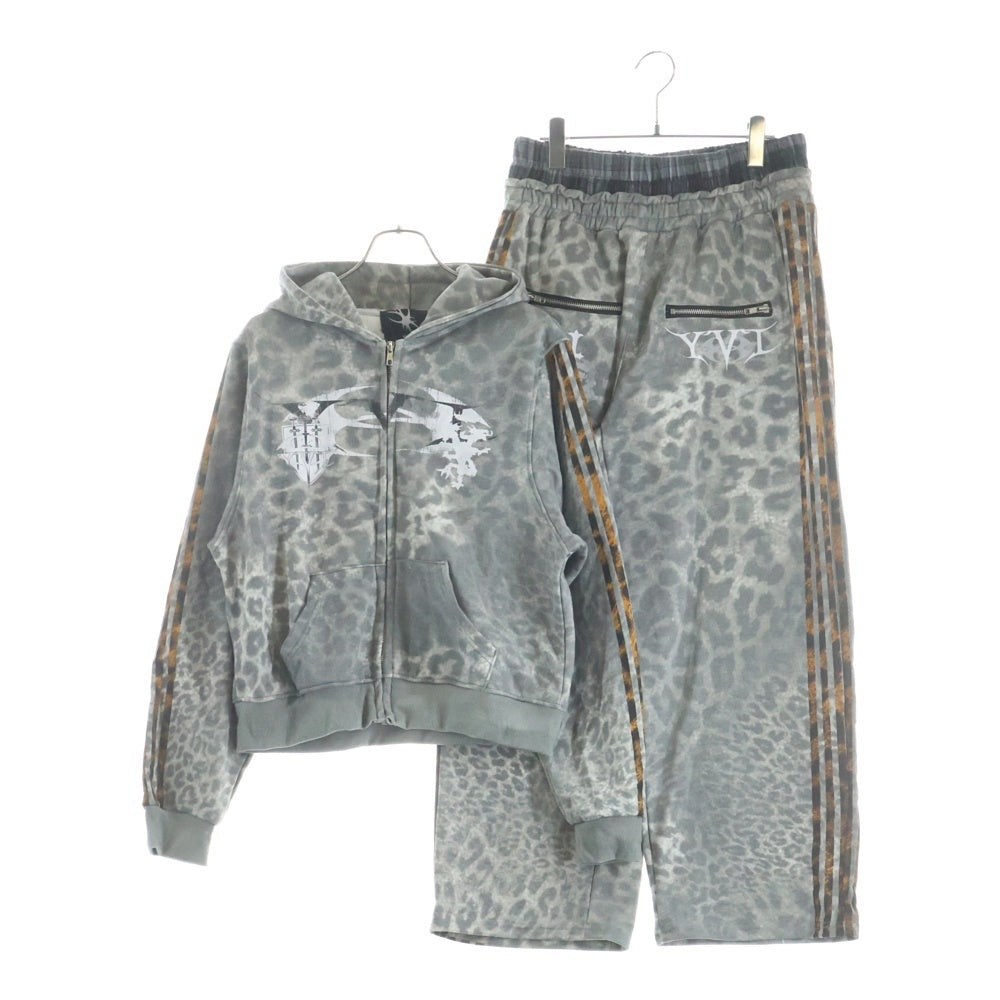 NO BRAND(ノーブランド) COZY WORLDWIDE レオパード柄 スウェット セットアップ グレー
