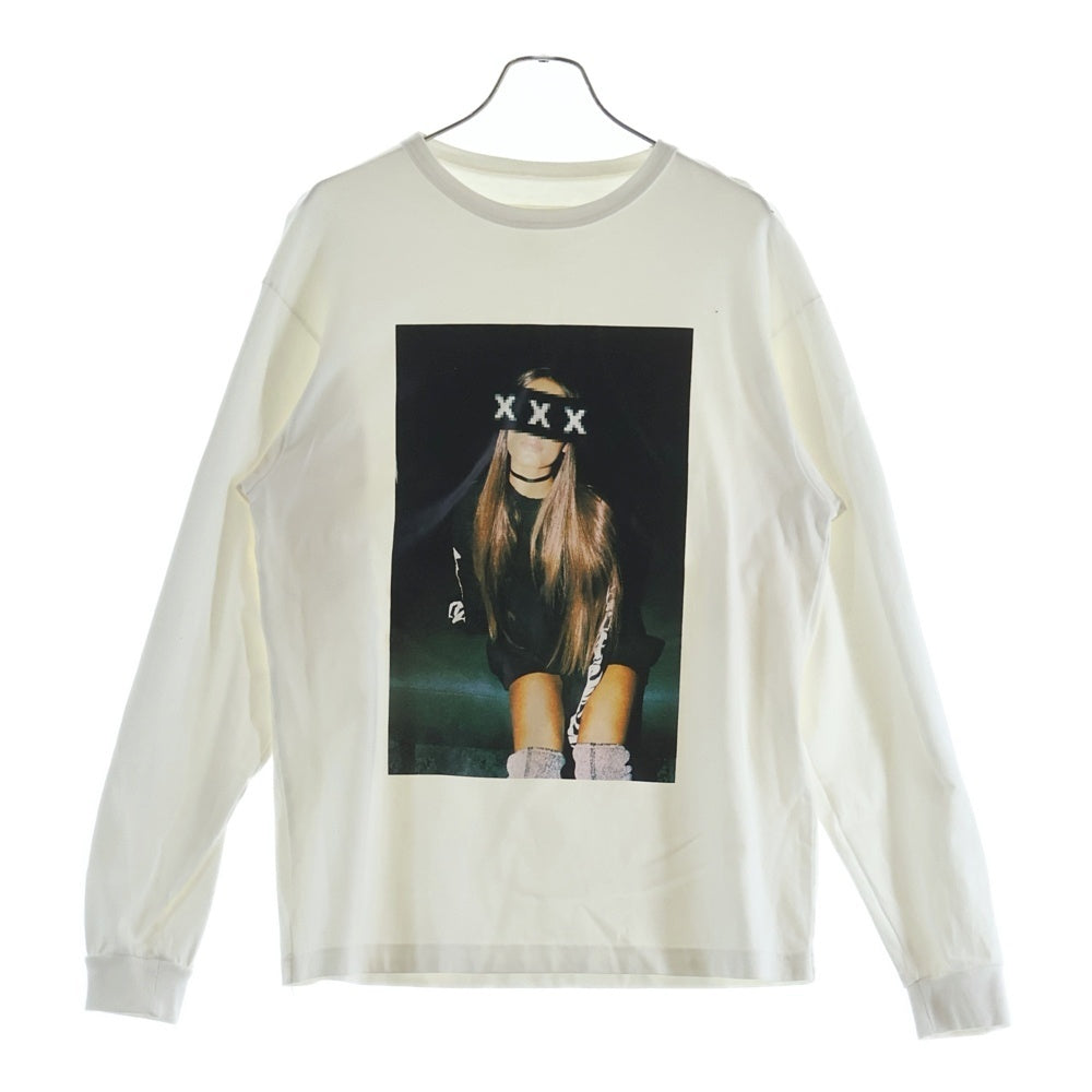 GOD SELECTION XXX(ゴッドセレクショントリプルエックス) アリアナグランデ フォトプリント クルーネックコットン長袖Tシャツ ホワイト