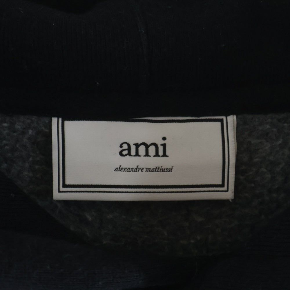 AMI Alexandre Mattiussi(アミアレクサンドルマテュッシ) ポストカードフォトプリント プルオーバーパーカー フーディ ブラック H19J036.746