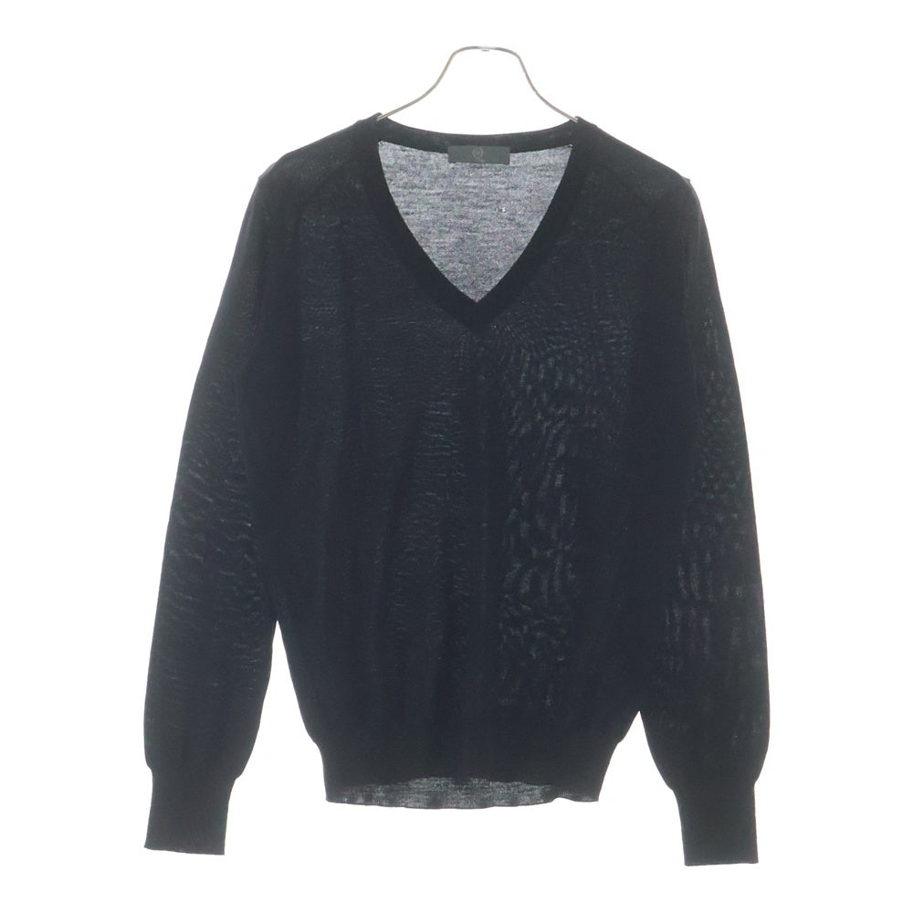 Alexander McQueen(アレキサンダーマックイーン) ロゴパッチ Vネックセーター ニット ブラック KRQN-HA-1008