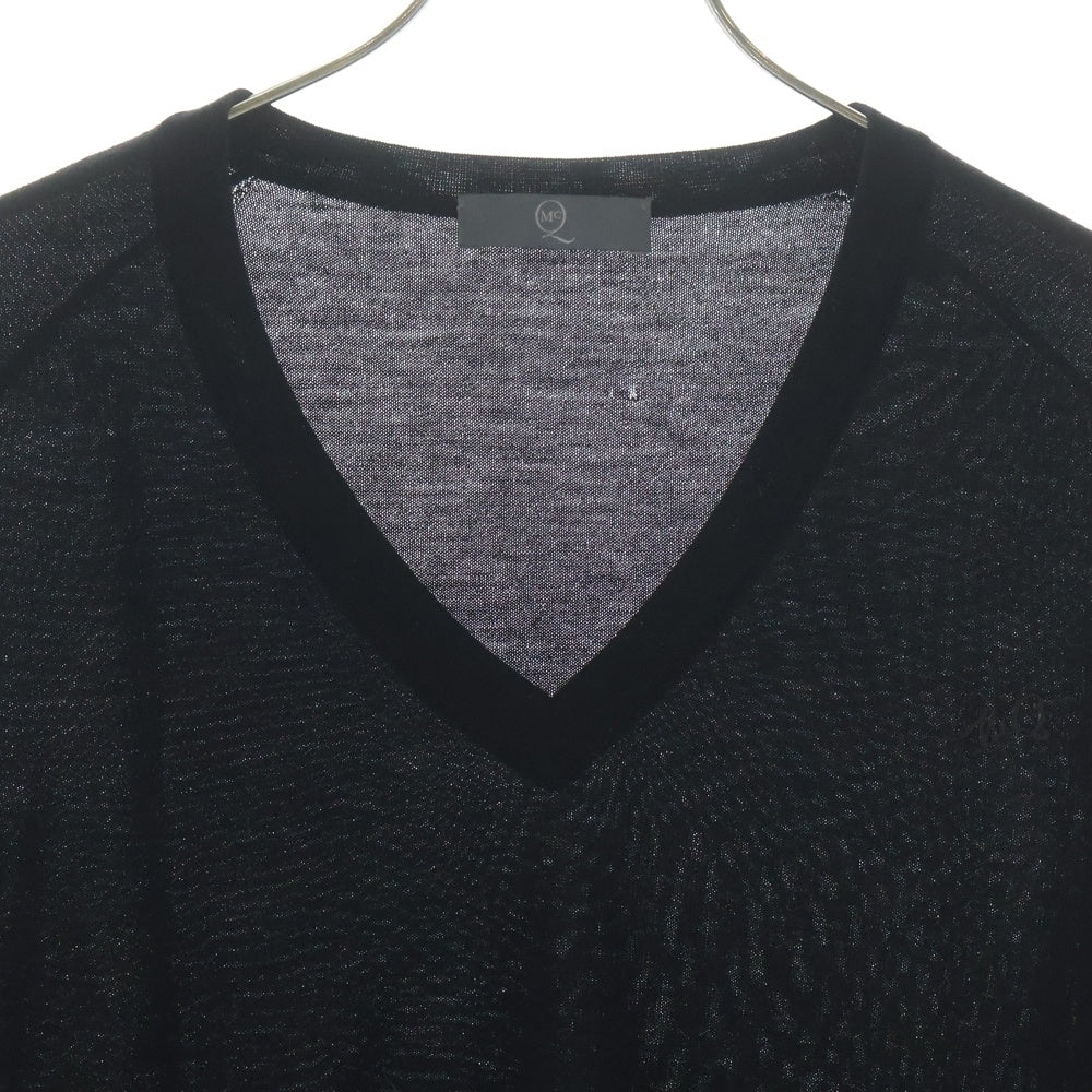Alexander McQueen(アレキサンダーマックイーン) ロゴパッチ Vネックセーター ニット ブラック KRQN-HA-1008