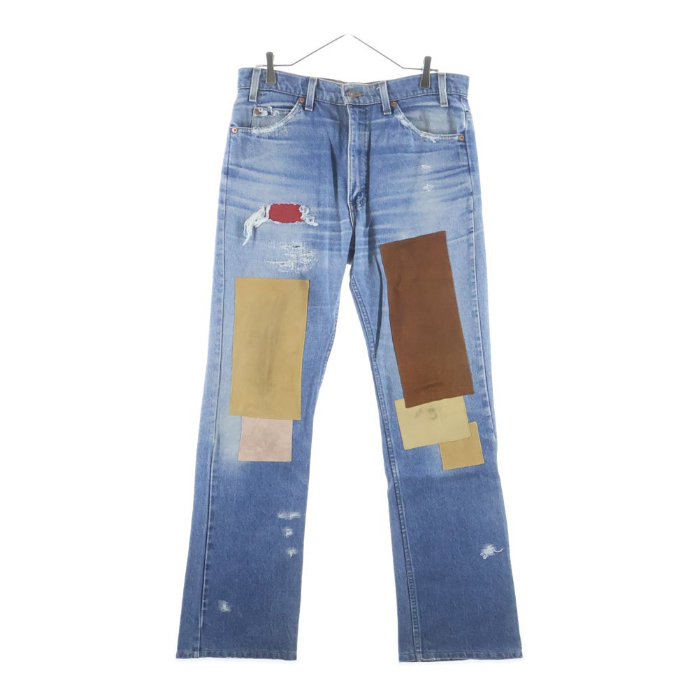 greatLand(グレイトランド) POLLYMAN DENIM ポリーマンデニム ダメージ加工 パッチデザインデニムパンツ インディゴ
