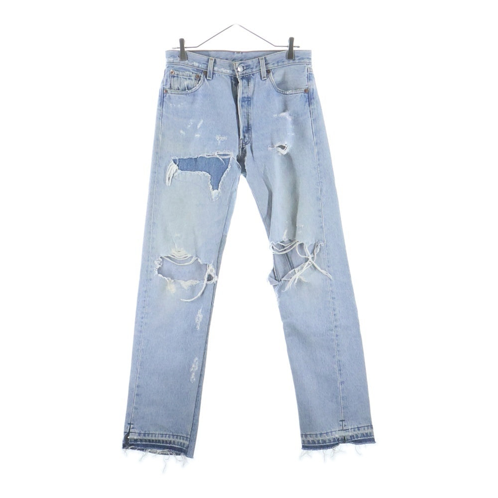 READY MADE(レディメイド) 22SS ダメージ加工 リメイク加工ストレートロングデニムパンツ インディゴ RE-CO-BL-00-00-191
