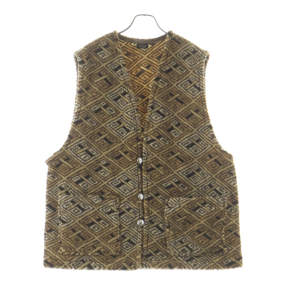 orslow(オアスロー) AFRICAN PATTERN BOA FlEECE VEST アフリカンパターン ボアフリースベスト ブラウン