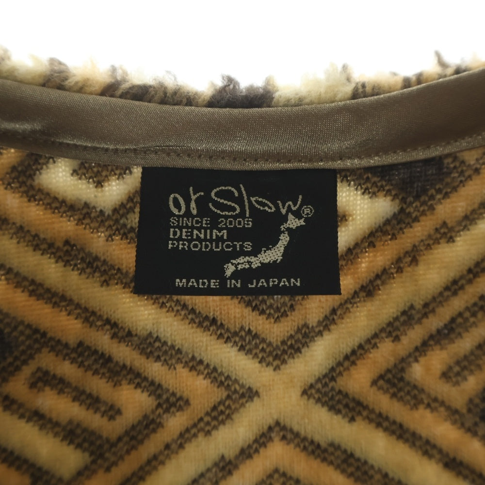 orslow(オアスロー) AFRICAN PATTERN BOA FlEECE VEST アフリカンパターン ボアフリースベスト ブラウン
