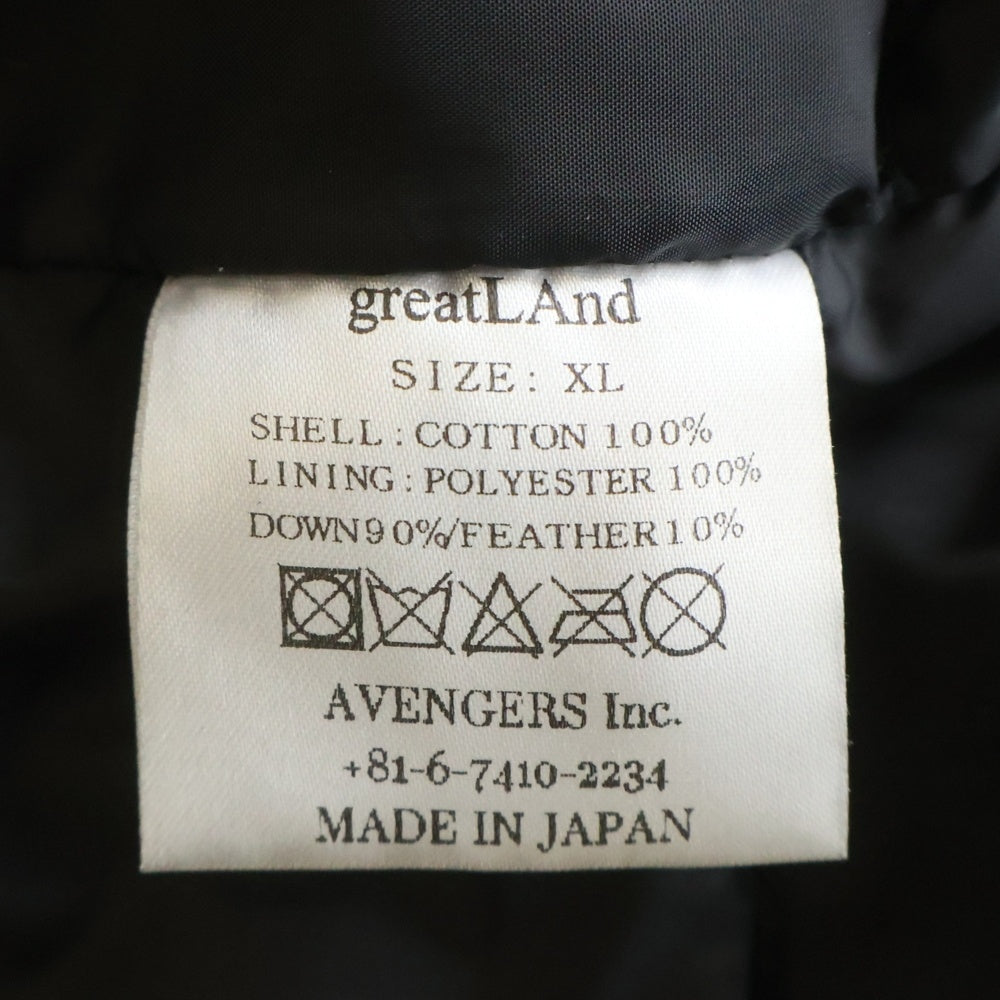 greatLand(グレイトランド) GREATMAN DOWN JACKET グレートマン ダウンジャケット フード付きジップアップダウンジャケット ブラウン